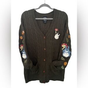 Her Universe Studio Ghibli My Neighbor Totoro Anime Green Crochet Cardigan Med